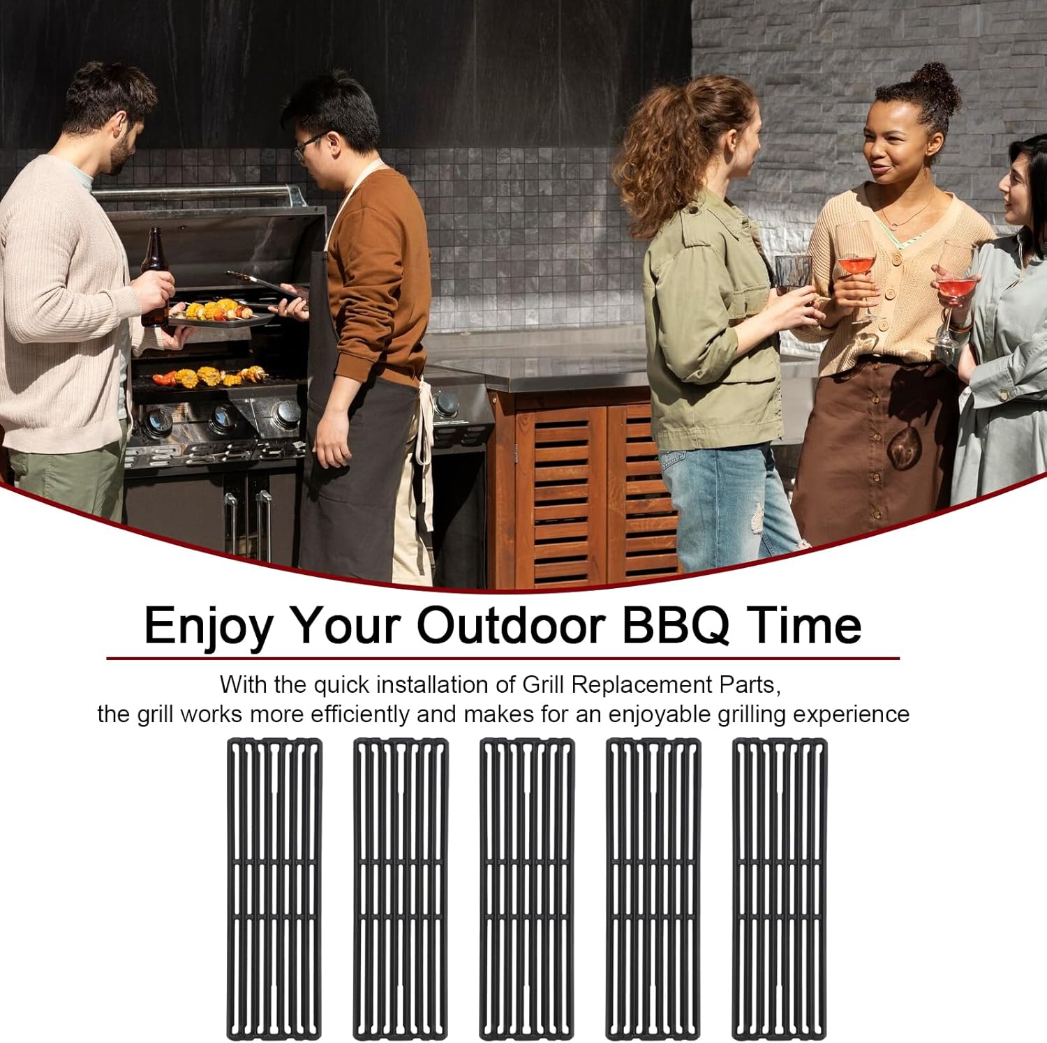 Hiorucet Grill Parts for Broil King 9561-54, 9561-57, 9561-64, 9561-67, Imperial XLS, Regal 420, Regal 440, Regal 490, Regal 590, Regal 590 Pro, Regal 625, Cast Iron Grill Grates for Broil King Parts