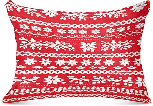 Fundas de almohada decorativas de terciopelo con copos de nieve de Navidad, fundas de almohada suaves para sofá, cama, tamaño Queen, 20 x 30 pulgadas