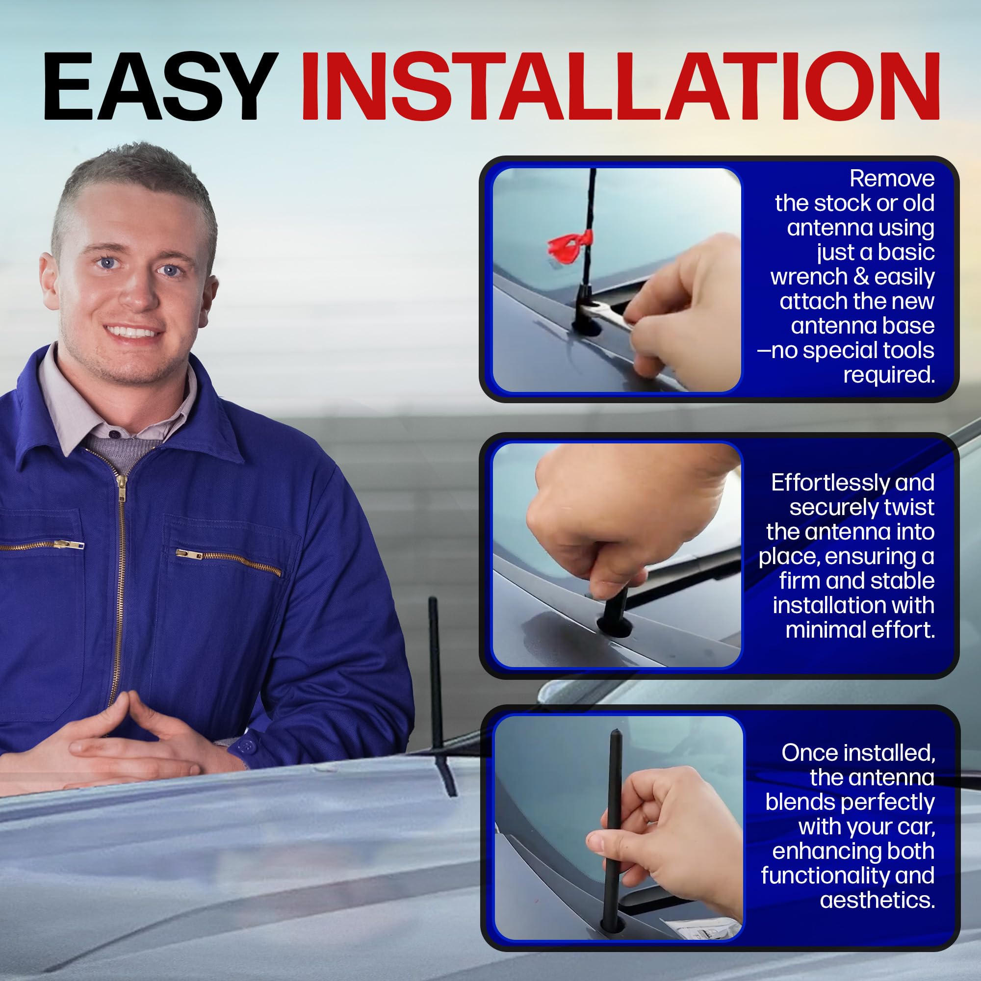 Antennamastsrus?antenne lavoro con 2006?2018Chevrolet Silverado 1500?Antenna di ricambio 6 34 INCH PREMIUM CHOICE