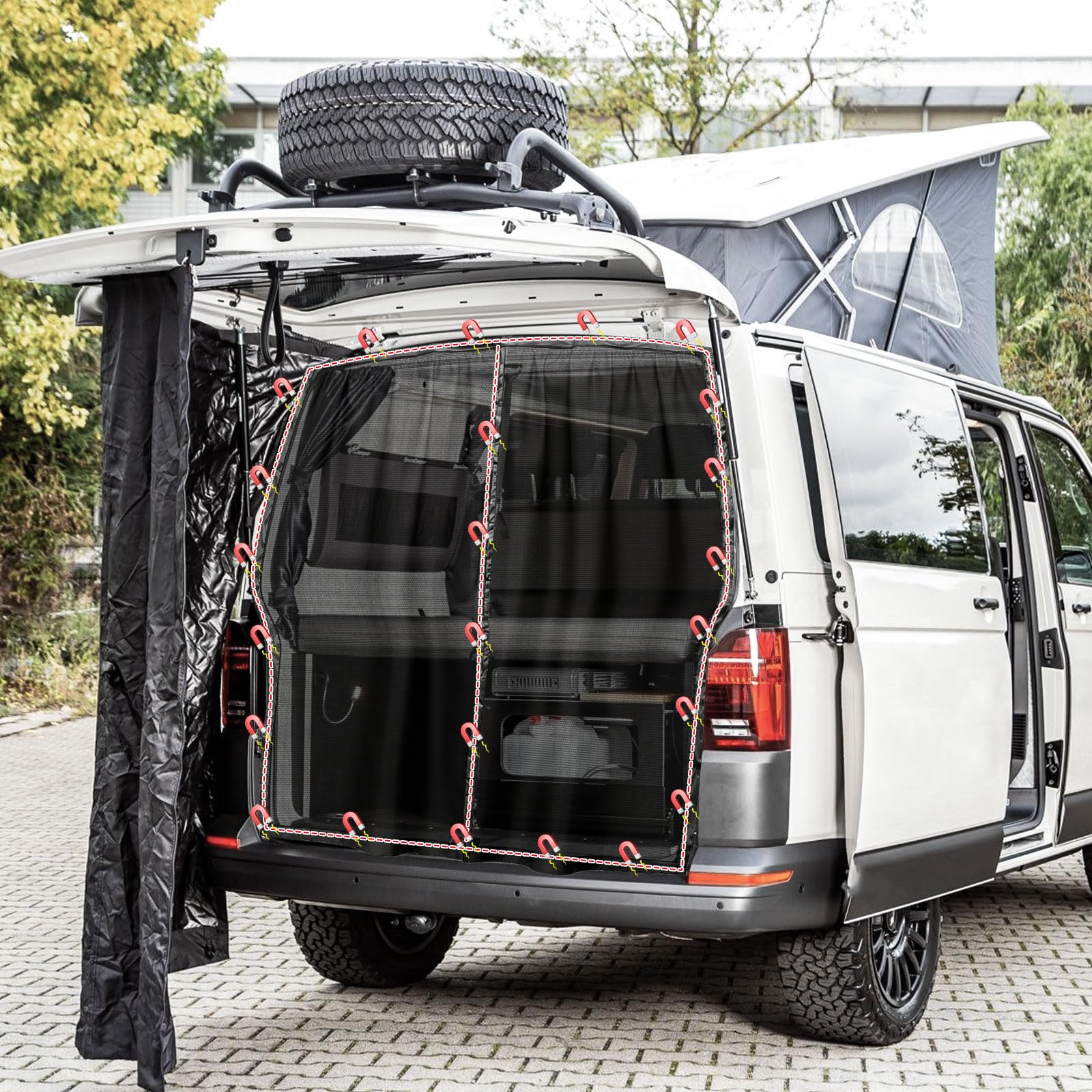 JOJOCY Moustiquaire magnétique pour van - Réseau anti-insectes pour VW T5 T6, moustiquaire pour van, protection contre les moustiques et les insectes pour porte latérale arrière, filet d'ombrage pour
