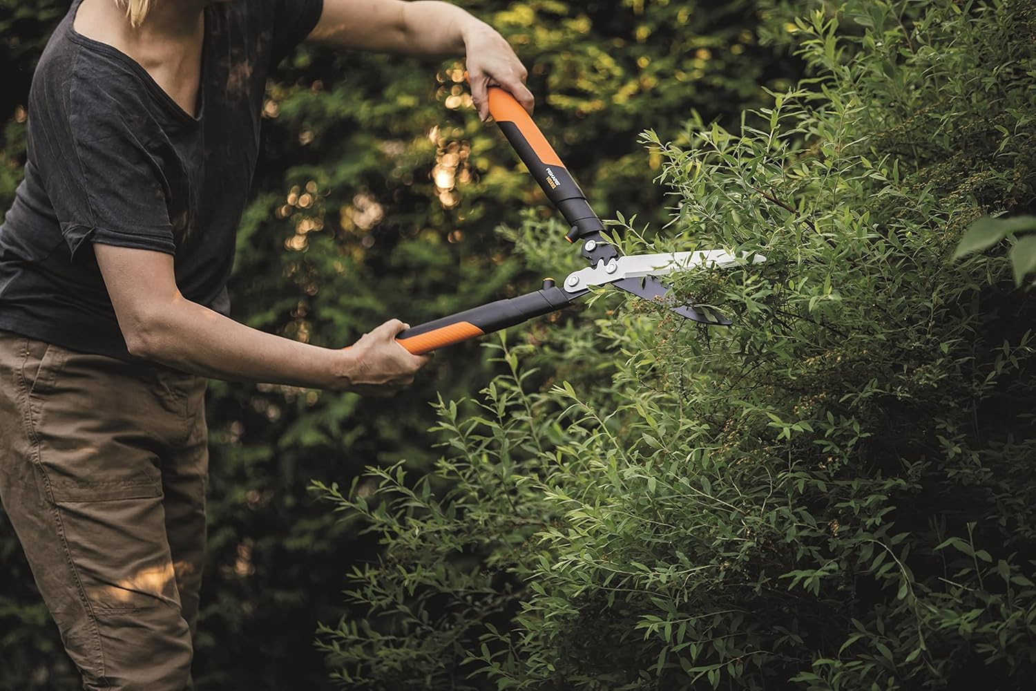 Fiskars PowerGear X Hedge Shear HSX92, Non-Stick Coating, Steel Blades, Length: 63 cm, Black/Orange, 1023631