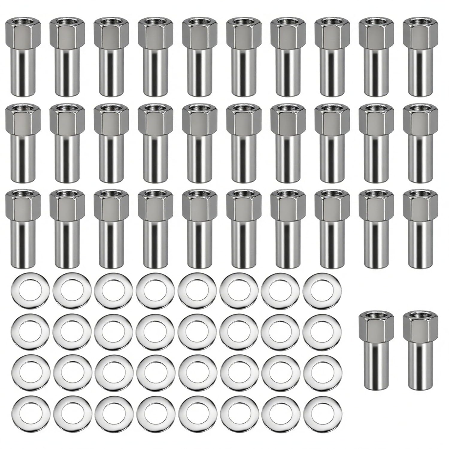 1/2"-20 Wheel Lug Nut for Cragar for SST Mag with Center Washer Open Ended, 13/16” Hex 2.01” Total Length (32PCS)