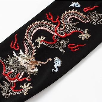 Streetwear Men's Dragon Embroidered Heavyweight Graphic Hoodies Japanese Techwear baggy Anime Hoodie