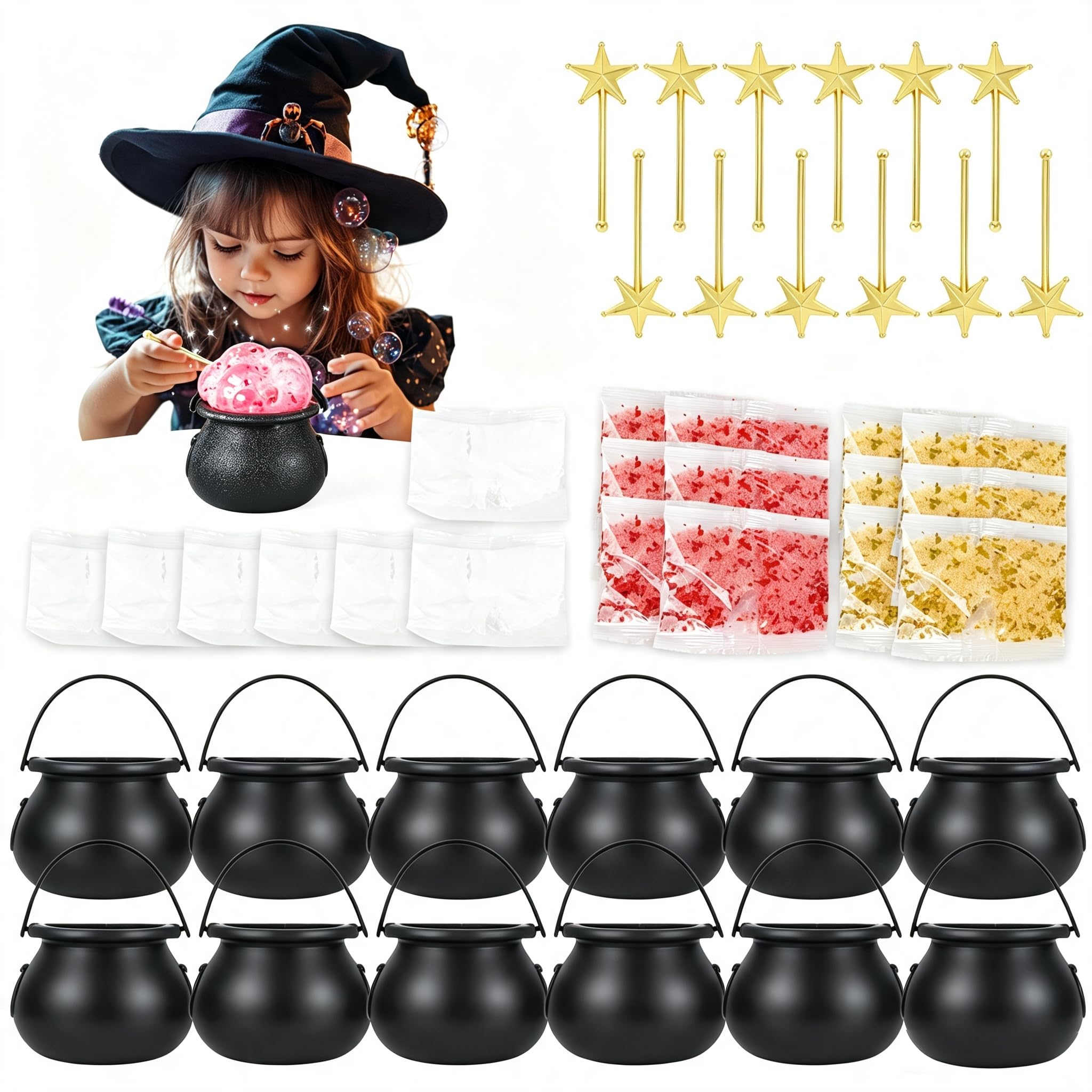 Magic Potion Making Kit with 24PCS Witch Pots, Fairy Wands & 24PCS Potion Bottles | Potion Making Kit for Halloween, Bath Potions