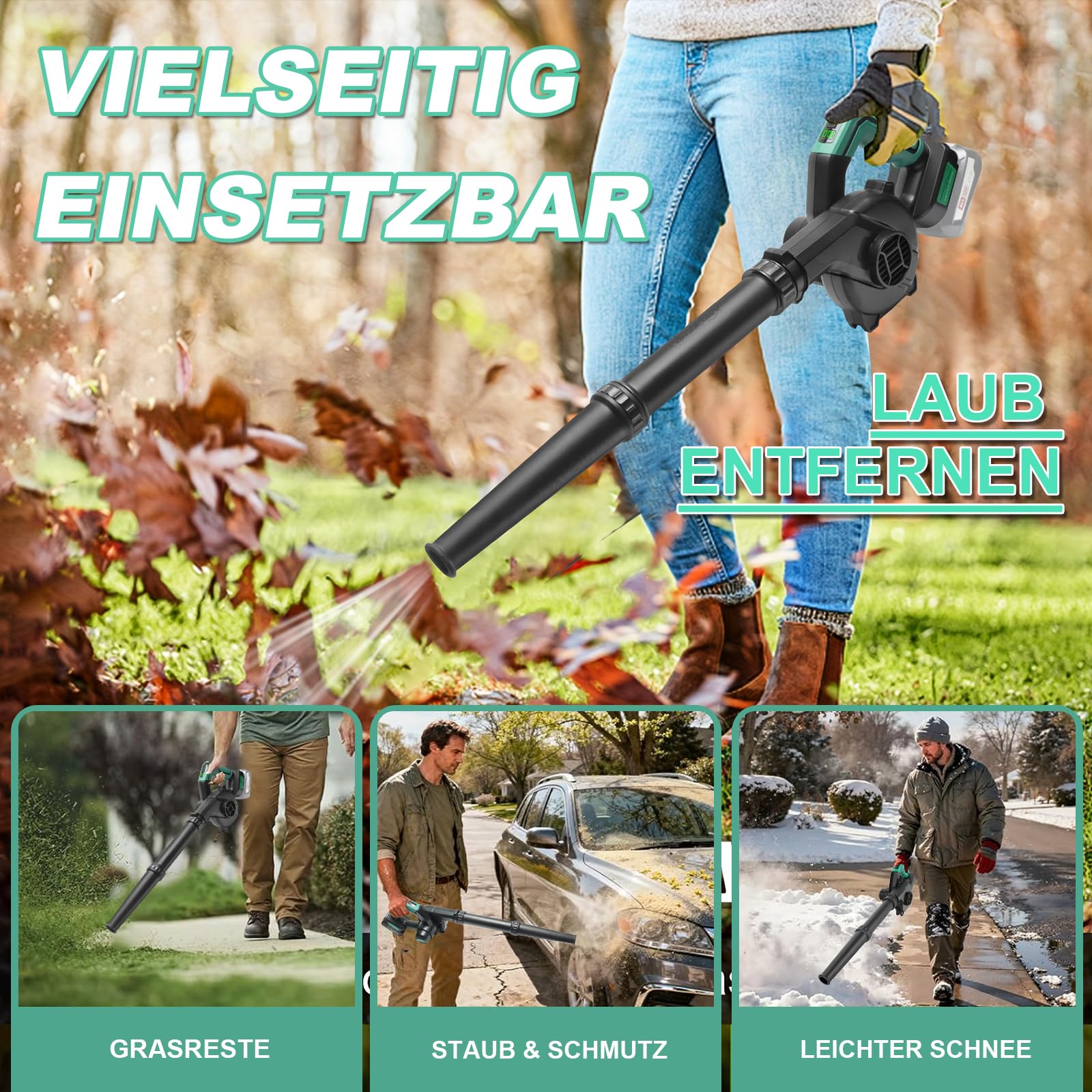 Waitley Akku-Laubbläser für Bosch 18V PBA Akku(169 km/h Luftgeschwindigkeit,leistungsstark, Drehzahlregelung, ohne Akku und Ladegerät)