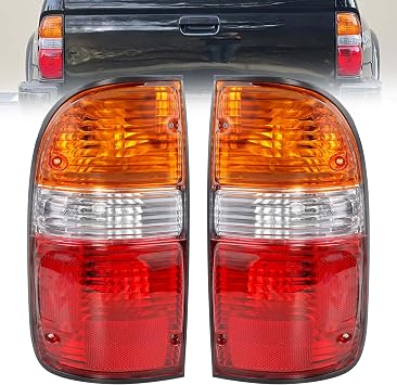 Tail Lights Assembly Set Compatible with 2001-2004 Toyota Tacoma, Left Driver & Right Passenger Side Rear Lamps with Bulbs & Harness, Replaces 81560-04060 81550-04060 TO2800139 TO2801139