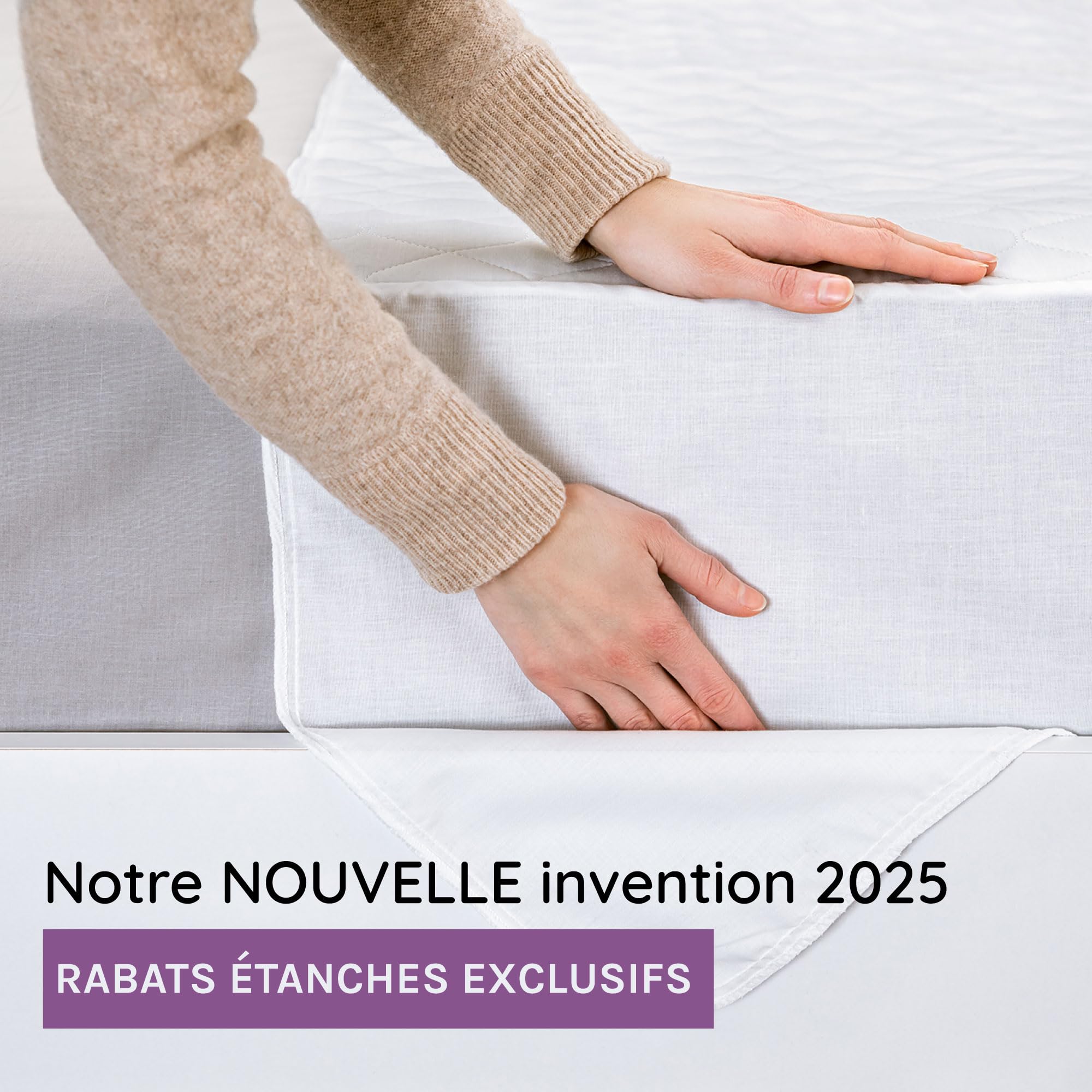 Lynmark® Protège Matelas Imperméable avec Rabats À Glisser – Couverture Imperméable pour Incontinence Absorbant Jusqu’à 2 litres – Protection Matelas en Coton pour Lit Simple - 90 x 85 cm, Blanc