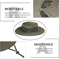 Vista 4 de YR.Lover Gorra de pesca de ala ancha con protección solar UV para exteriores con solapa extraíble