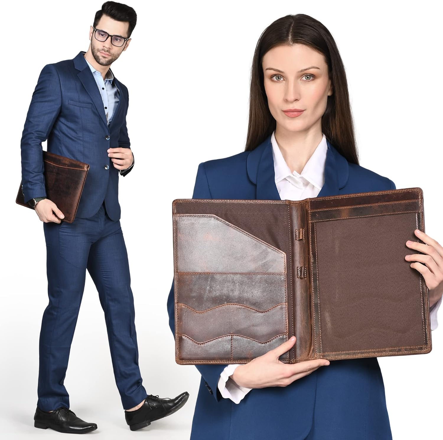 Portfolio - Padfolio - Binder, Genuine Leather Professional Organizer, Document and Writing Pad Holder Holder, Resume Folder, Gifts for Men & Women, for Business, School, Office Conference