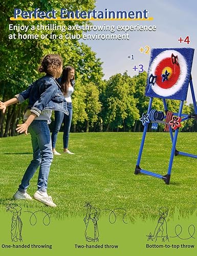 Miniatura 3 de Juego de lanzamiento de hacha con 8 Tomahawks y un objetivo de cerdas, juego de objetivos de lanzamiento de hacha portátil para exteriores para