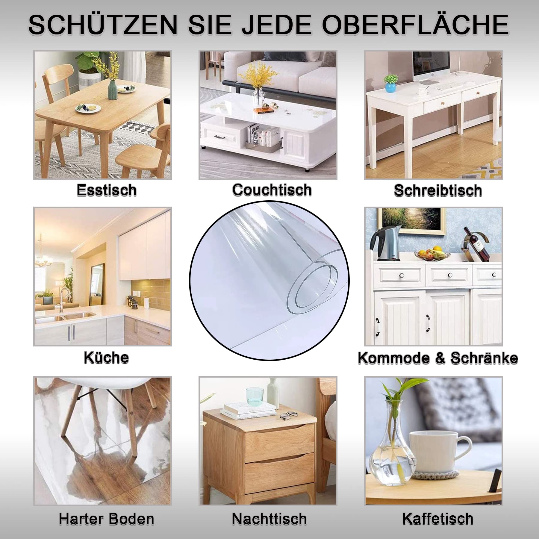 Przezroczysty obrus wodoodporny i olejoodporny na zewnątrz odporny na warunki atmosferyczne niestandardowe opcje rozmiaru pyłoszczelna mata rzemieślnicza krystalicznie czysta 1,5 mm 80 x 145 cm