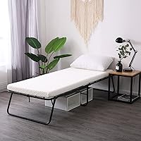 Leisuit Foldaway Guest Bed Cot: Portable Folding Frame with 3" Thick Memory Foam Mattress, 300lb Capacity for Bedroom & Office