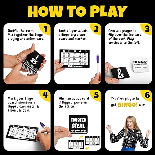 Miniatura 3 de Bingo con un juego de fiesta de giro, bingo con tarjetas de acción, giro divertido, tarjetas de acción con un bloque, intercambio y robo, no más