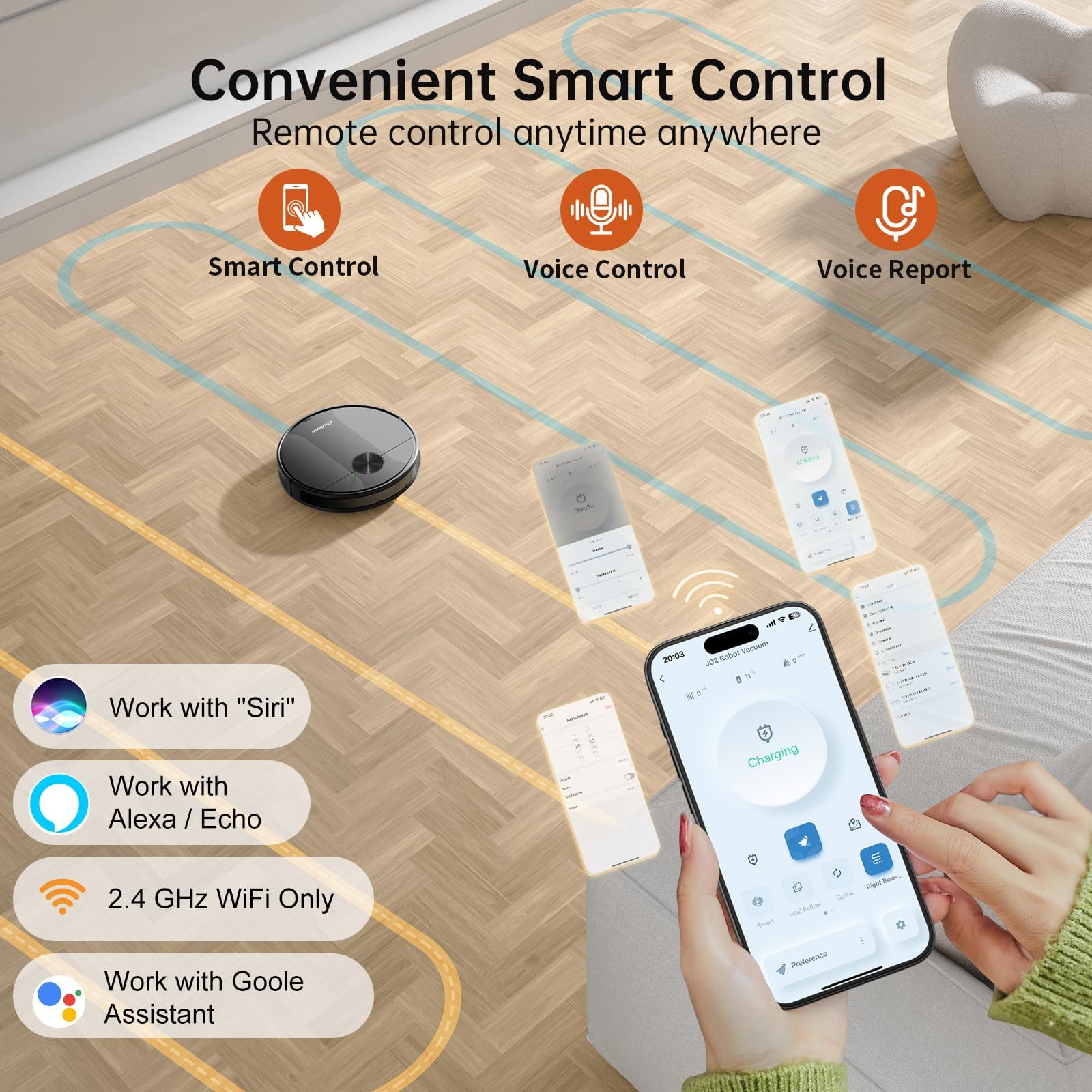 Chuboor Saugroboter mit Wischfunktion 3-in-1 – 6000Pa Saug- und Wischroboter, Staubsauger Roboter mit App/WiFi/Alexa, Auto-Aufladung, 150 Min Laufzeit, Anti-Fall, für Tierhaare, Teppich & Hartböden