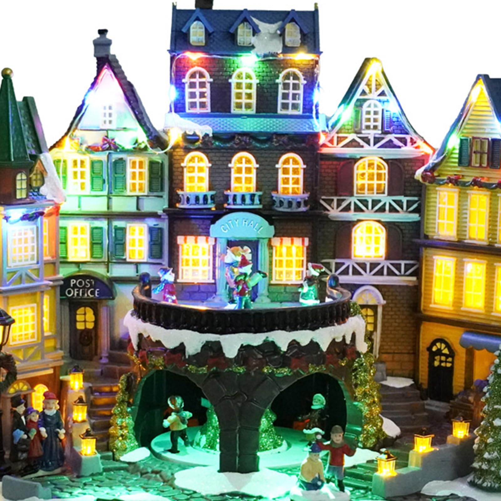 Décoration de maison de village de Noël avec lumières LED et musique, crée une atmosphère festive pour la décoration de la maison et les cadeaux