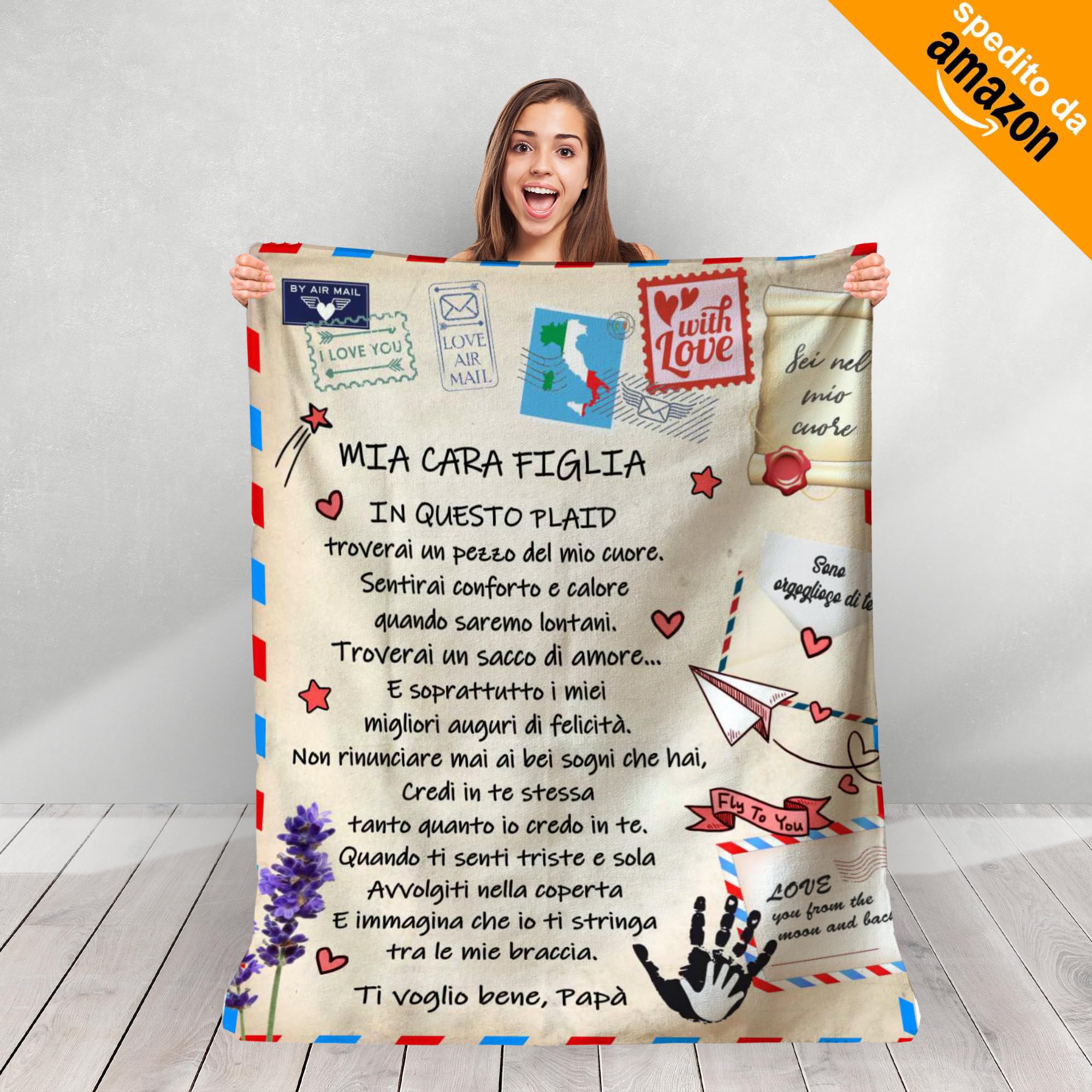 Plaid Personalizzato "Ti Amo" – Coperta Morbida In Microfibra Per Divano E Letto | Regalo Romantico Per Lei, Anniversario, San Valentino O Natale