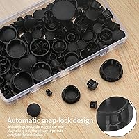 Vista 5 de Tapones de plástico para agujeros, 180 tapones de bloqueo de panel negro, tapas redondas para orificios de tornillo de taladro para gabinetes