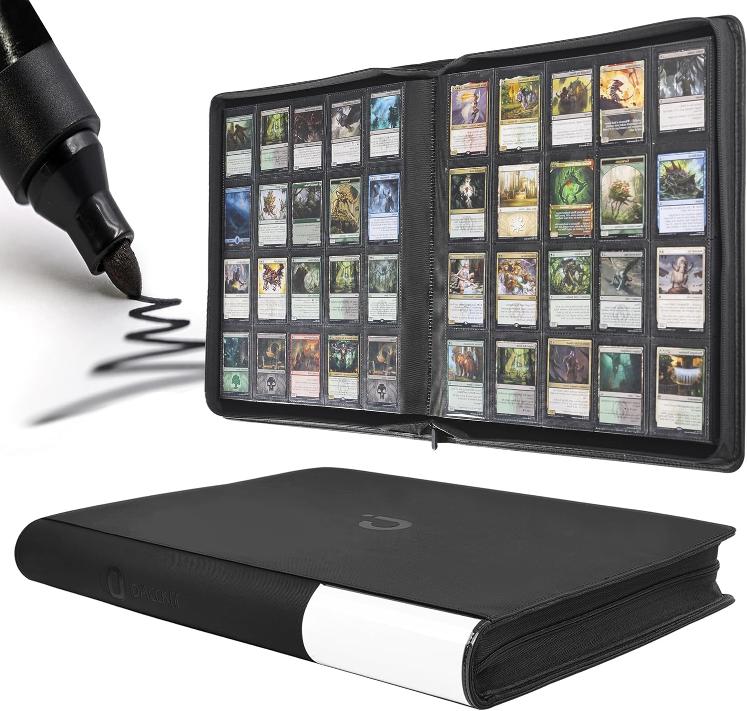 Premium 2000 Pocket Card Binder - 20 Pocket Trading Card Binder with Sleeves Fits 2000 Cards, Ringless Card Album for TCG - Model A，Classic Black