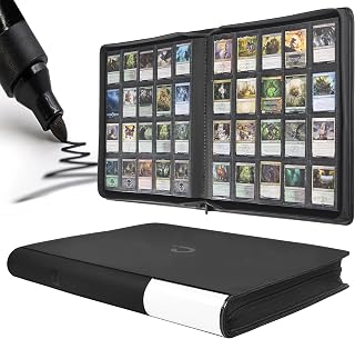 Carpeta de tarjetas premium con 20 bolsillos, se adapta a 2000 tarjetas, álbum de tarjetas sin anillo de 5 x 4 con fundas compatible con tarjetas comerciales y deportivas (modelo A, negro clásico)