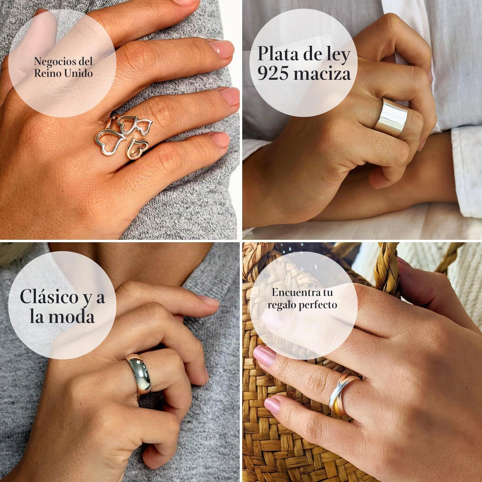 Silverly Anillo Plata de Ley Diseño Círculo Abierto Estilo Filigrana Mujer | Anillos Cóncavos Modernos Banda Ancha Pulgar | Anillo Grueso Plata 925 | Joyería Geométrica Calada Plata Maciza