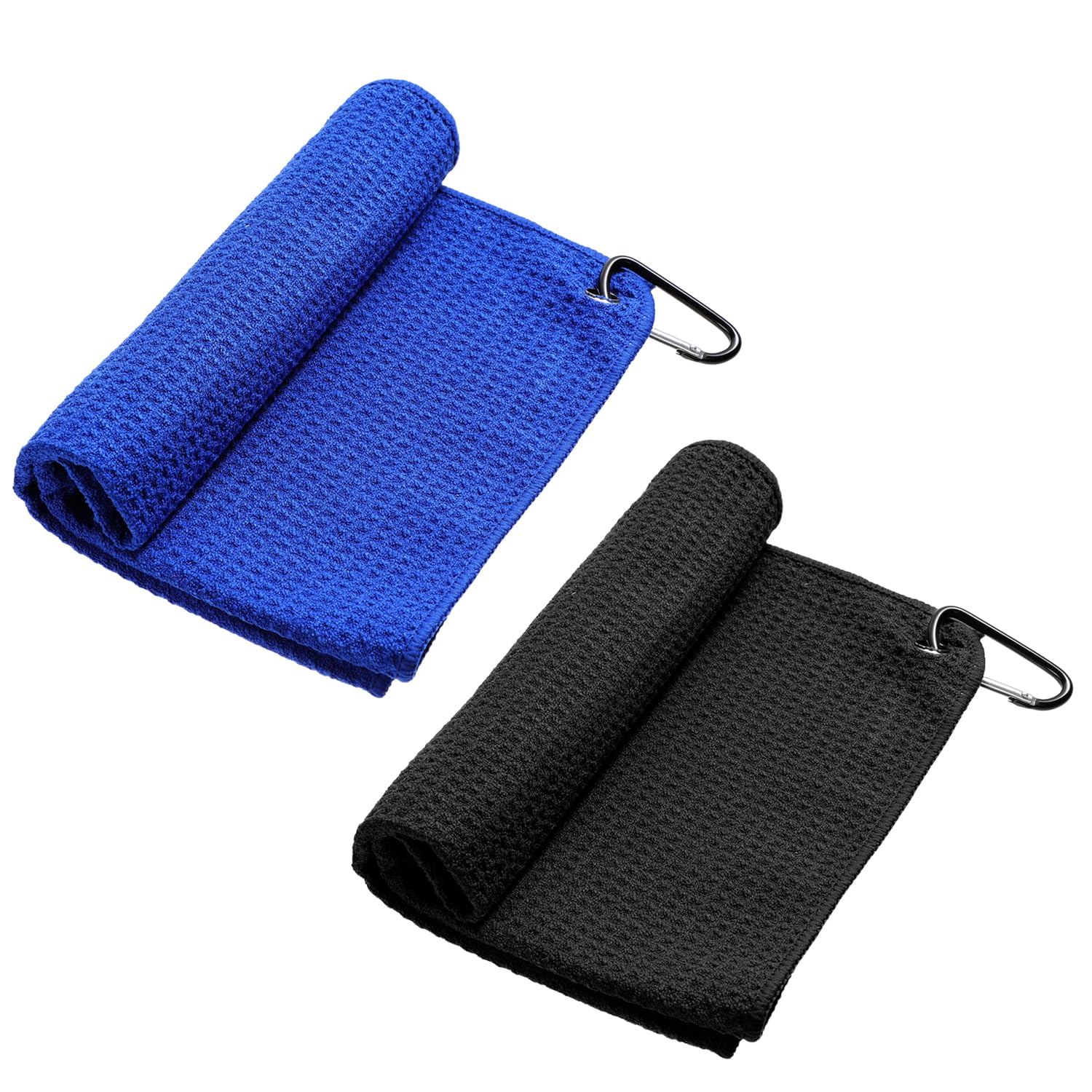 ARubyForest Golf Towel Golf Towels for Golf Bags with Clip 40 X 40CM Microfiber Golf Towels for Fitness Sport Outdoor Yoga Black and Blue