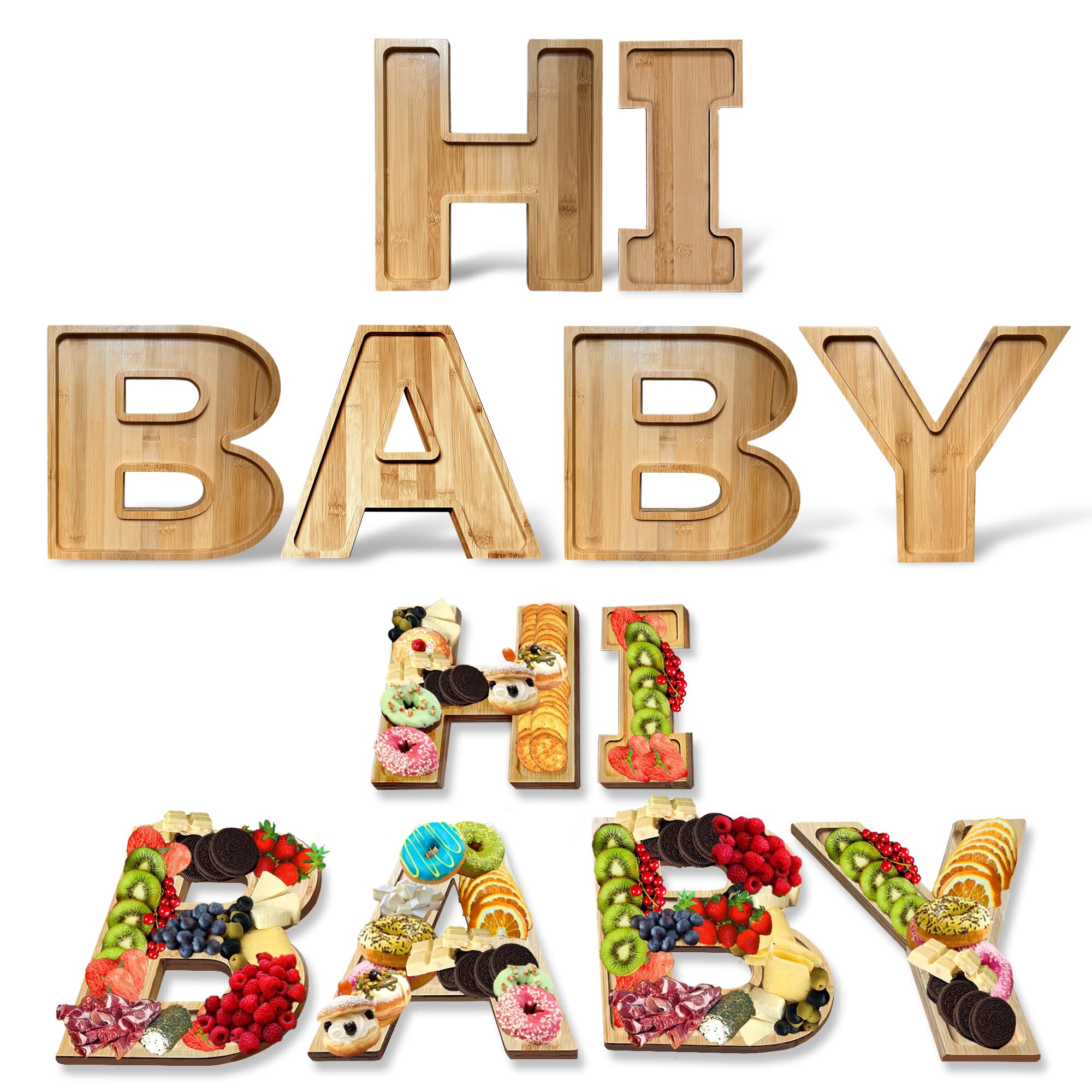 Baby Charcuterie Board Letters Fillable for Baby Shower - 12" XL Wooden Charcuterie Letters - Decorative Baby Shower Charcuterie Letters - Fun Filled Baby Shower Idea - Decorative Centerpiece