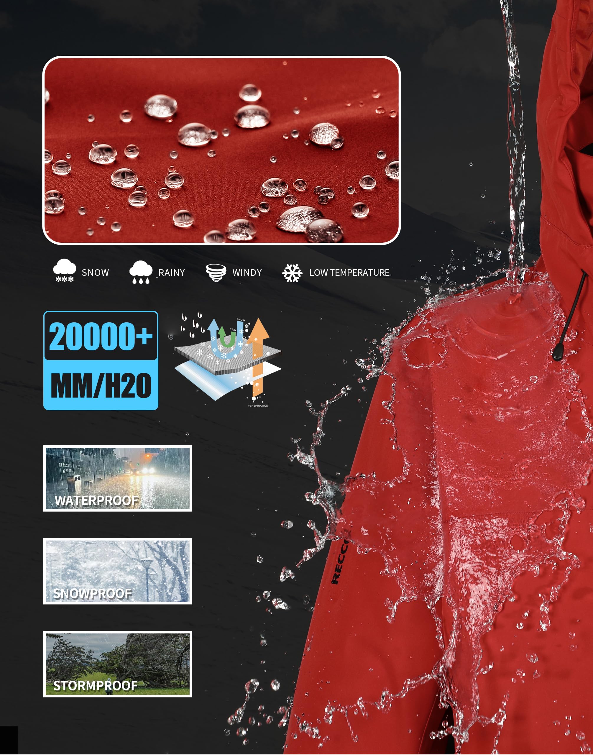 Pioneer Camp Giacca da sci con RECCO® REFLEKTOR impermeabile da uomo Giacca da snowboard antivento Giacca invernale calda da esterno con cappuccio