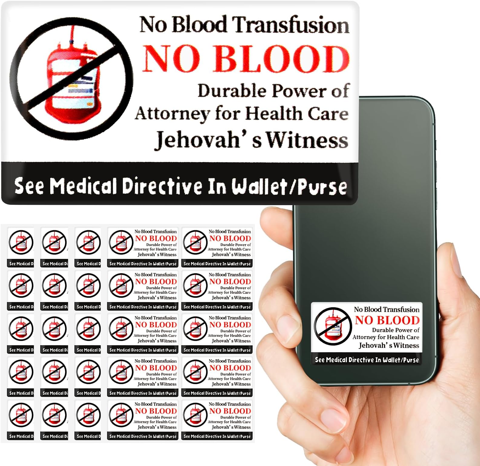 20 Pcs Jehovah's Witness No Blood Stickers - JW Meeting Accessories & Ministry Supplies - Gifts for JW.org Pioneer Convention