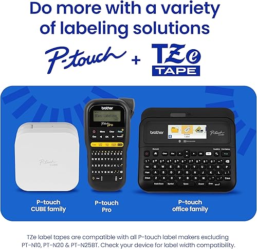 Miniatura 111 de Brother - Cinta de etiquetas laminadas P-touch M31, prémium, 0.47 pulgadas de ancho x 26.2 pies de largo, negra sobre transparente mate Negro sobre