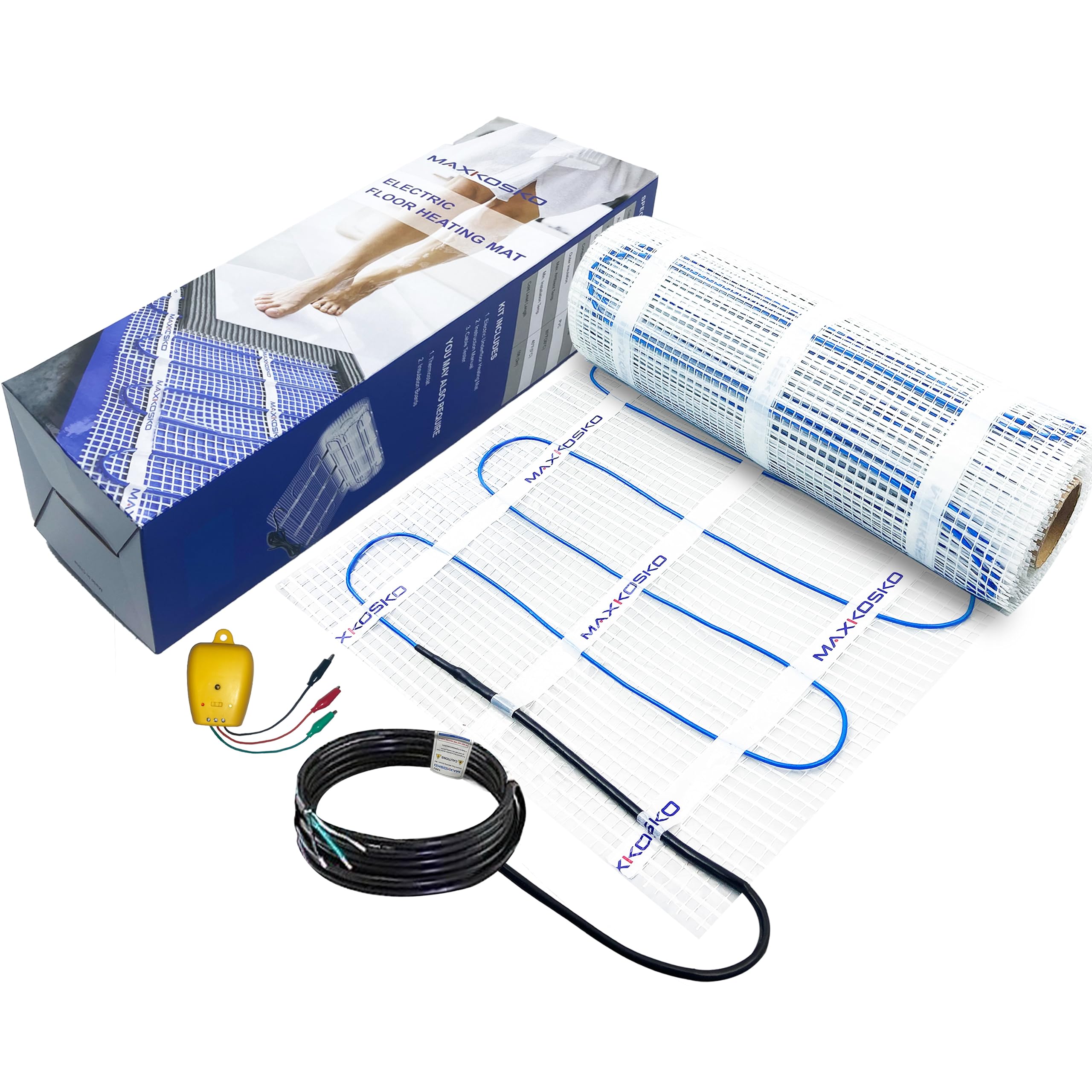 MAXKOSKO 30sq.ft. Electric Floor Heat Mat Kit, 120V Underfloor Radiant  Heating System for Tile,Stone and Laminate Indoor Use with Alarm Cable  Monitor. - Amazon.com