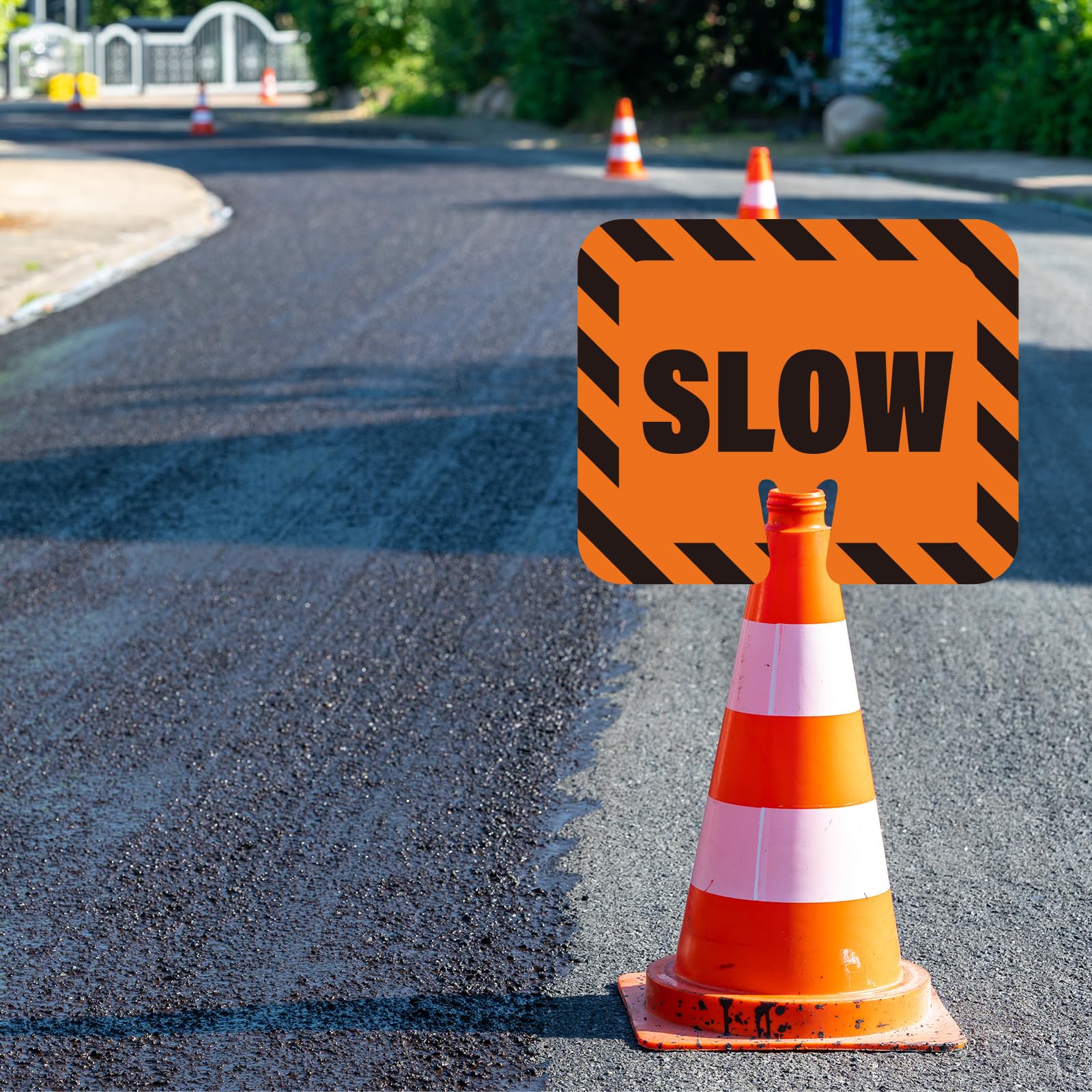 4pcs Slow Signs for Traffic Safety Cone 12.6x10.4" Waterproof — Amazon image 5