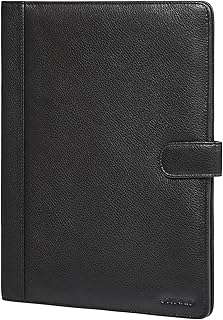 STILORD Raymond Echtleder Klemmbrett Mappe A4 Dokumentenmappe Leder Konferenzmappe Schwarz Business Klemmbrettmappe Vintage Schreibmappe mit Klemmbrett & Magnetverschluss