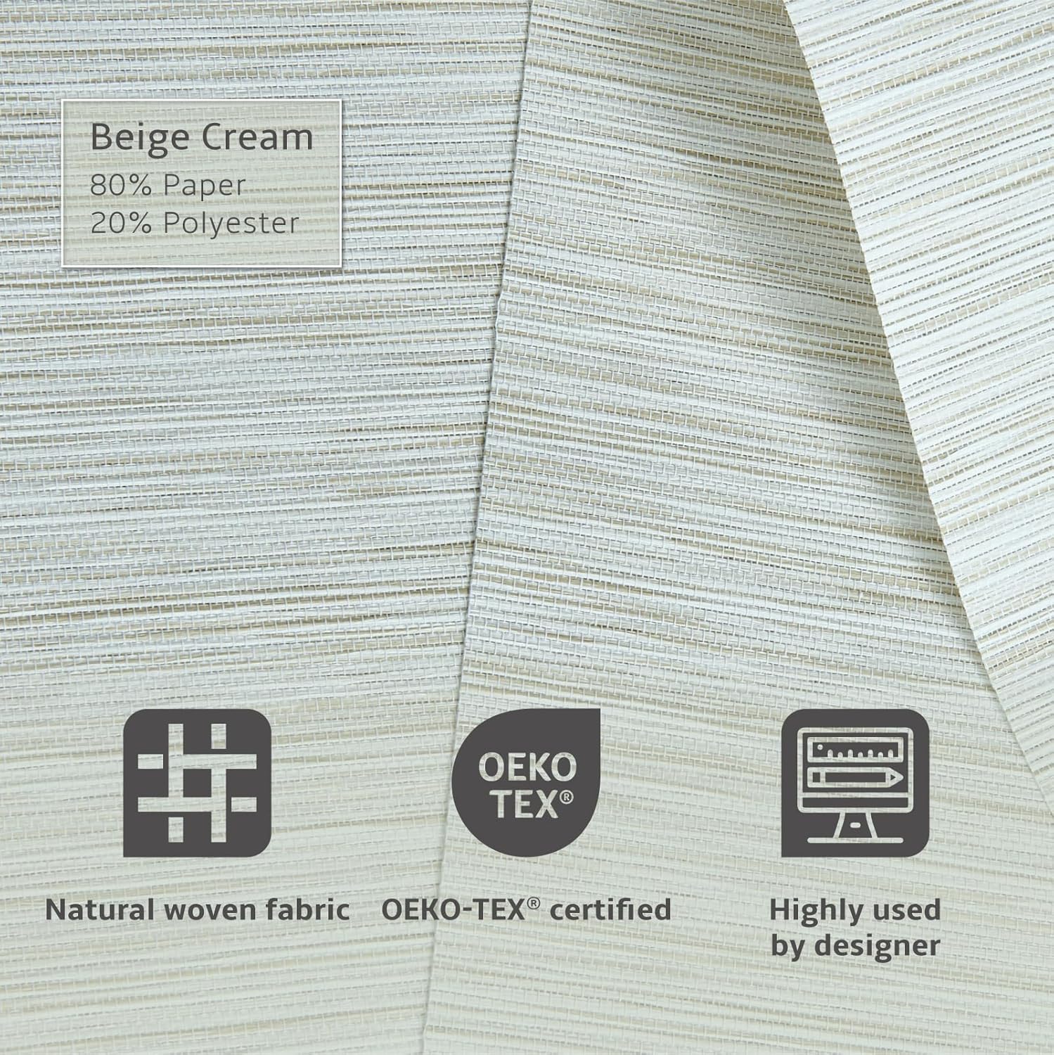 Replacement Fabric Panels for Sliding Glass Door (4-Pack, 23"x96"), Fabric Only, Natural Woven Blind Slats, Trimmable, Sheer, Track & Bottom Rail Not Included,Beige Cream