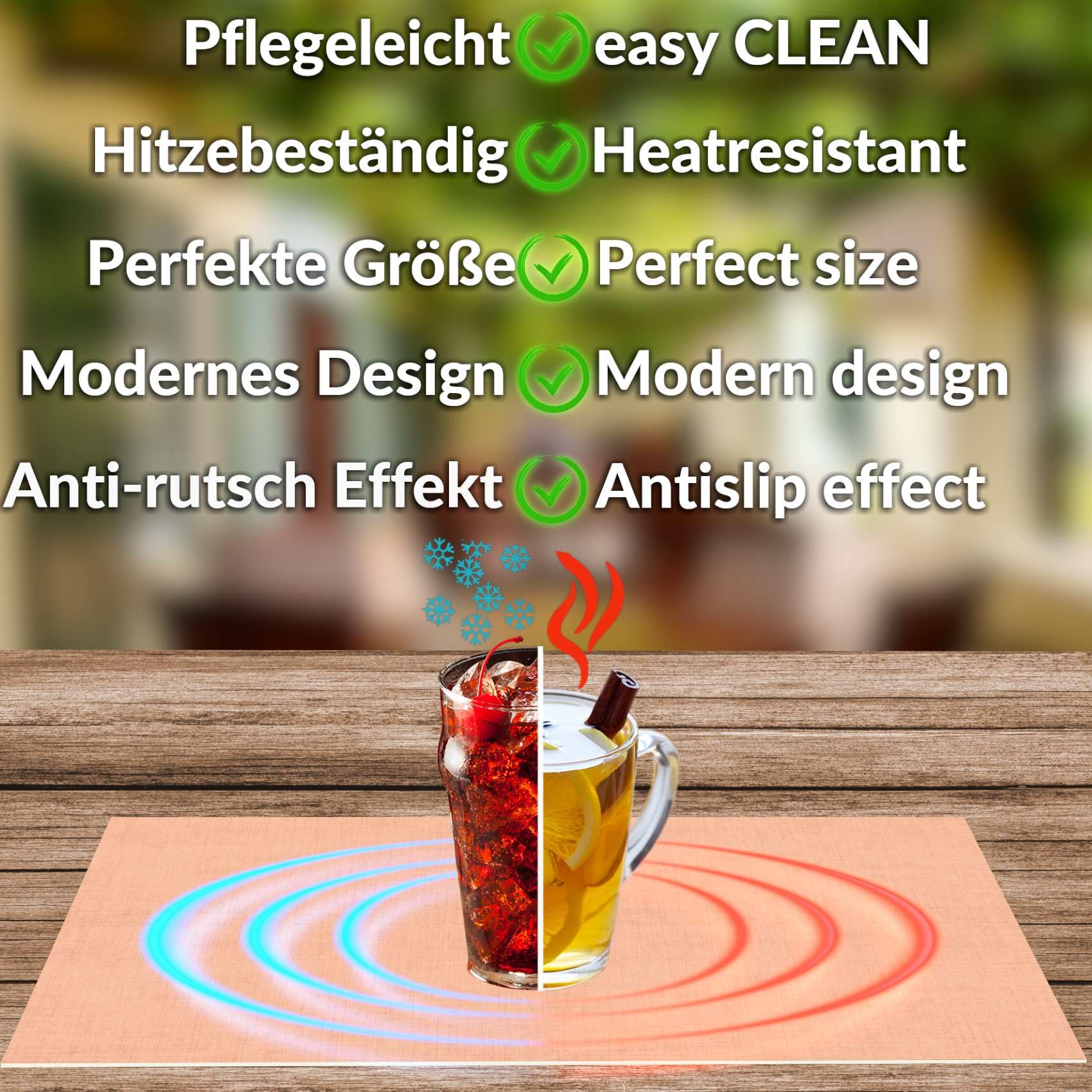 ANRO Platzset Pfirsich in Leinenoptik 30x45 cm – 6er Set, abwaschbar