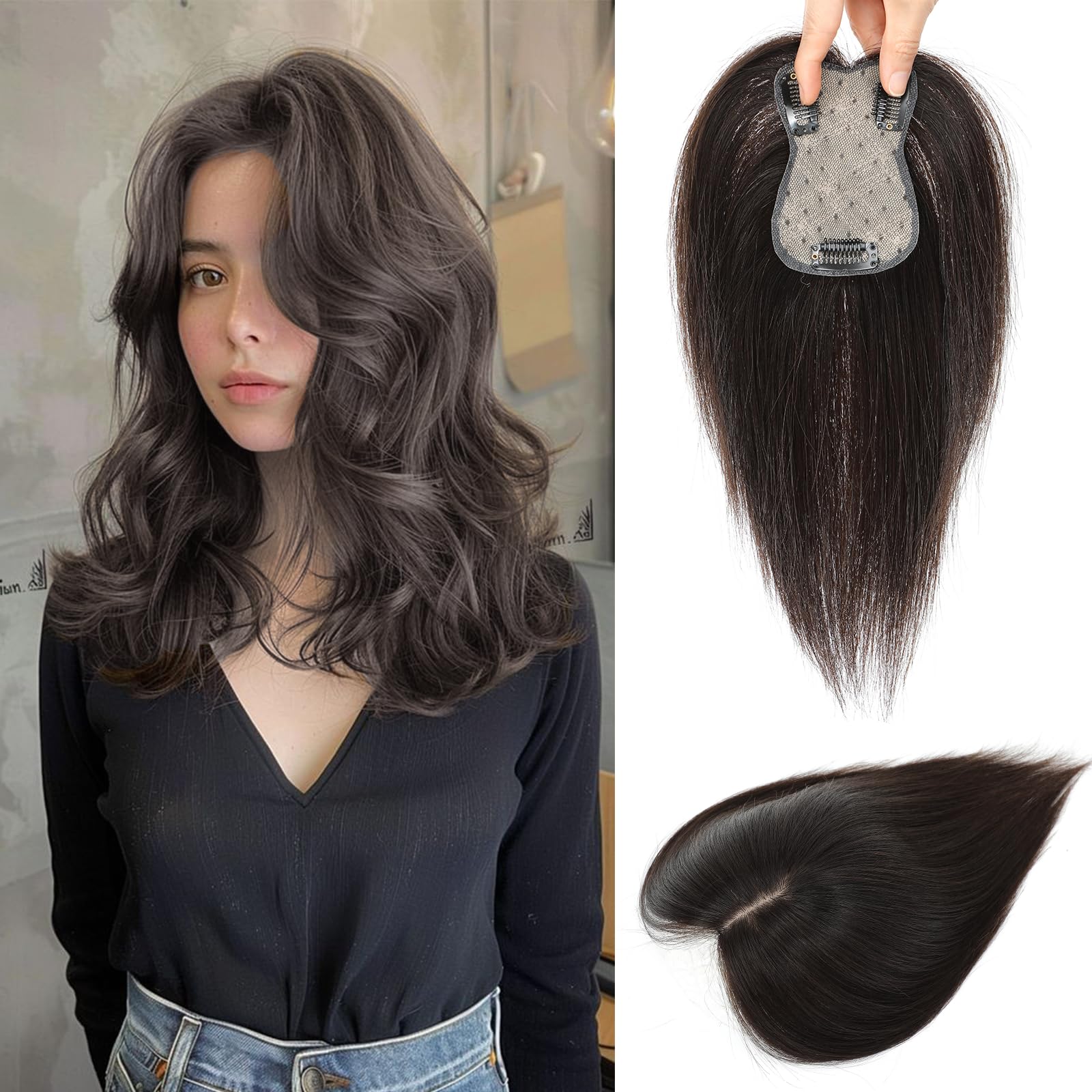 Amazon.com : OLLAVO Hair Toppers for Women Real Human Hair  display picture 1