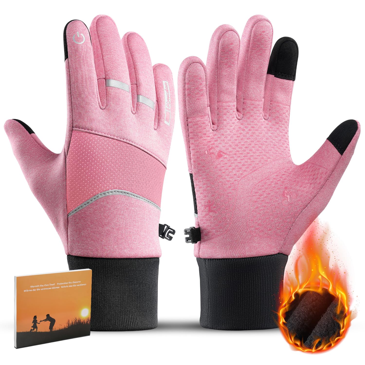 Guantes térmicos de invierno para mujer y hombre con dedos para pantalla táctil, agarre antideslizante para correr, trabajar, enviar mensajes de texto, conducir