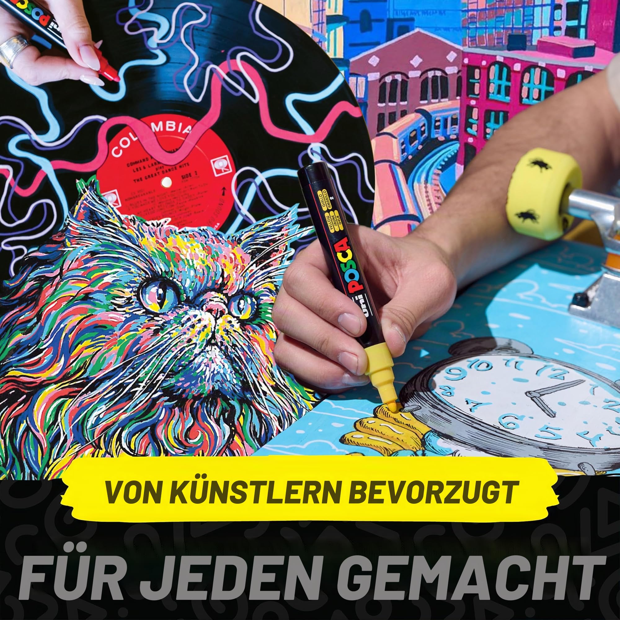 POSCA - Acrylmarker Set PC-3M 16 Grundfarben | Marker mit 0,9-1,3 mm Rundspitze für nahezu alle Oberflächen