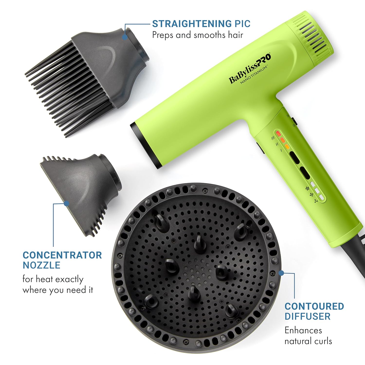 Nano Titanium Professional Nano Light Ionic Dual-Voltage Lightweight Hair Dryer, Portable Travel Professional Styling Tool with Diffuser, Blow Dryer Set for All Hair Types - Image 4