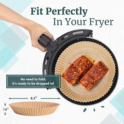 Miniatura 5 de Kitchenific 100 forros desechables para freidora de aire de 8 pulgadas redondos y 1 hoja de trucos magnética para freidora de aire juego de forros