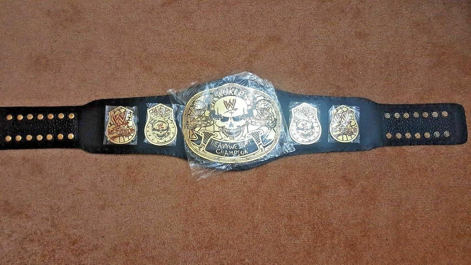 Smoking Skull Stone Cold Heavyweight Wrestling Championship Belt – Adult Size Replica Title, Leather Strap with Metal Plates, Collectible Belt for Fans, & Gifts