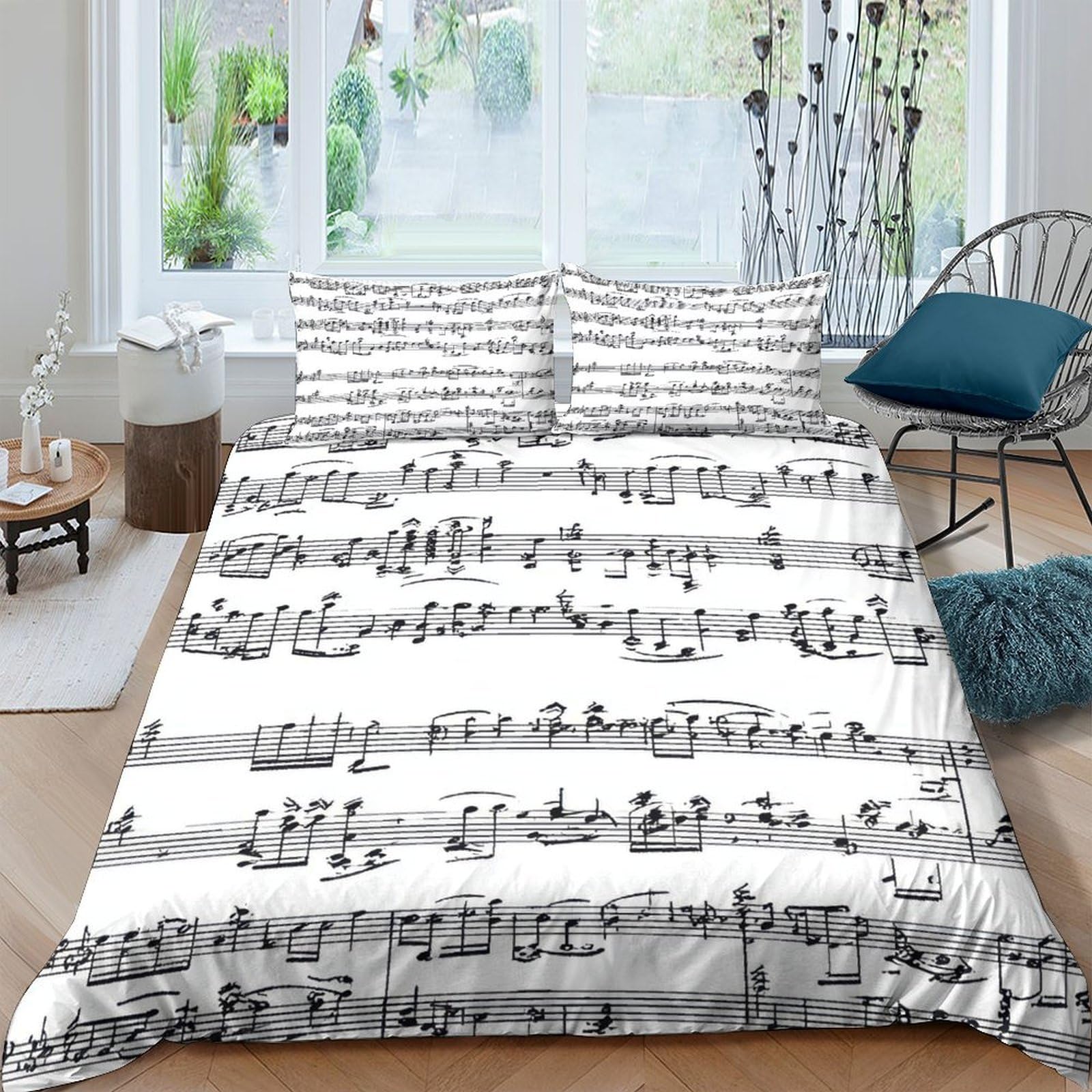 3D Printed Music Duvet Cover, Microfiber Bedding Cover Hidden Zipper for