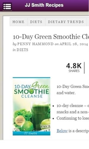 JJ Smith Recipes Free for Kindle Fire Tablet / Phone HDX HD