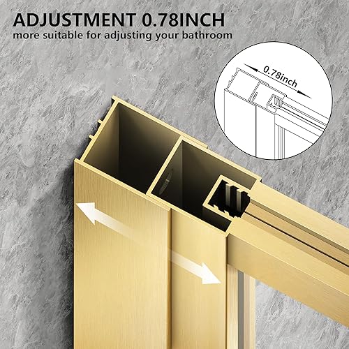 Miniatura 5 de Puerta fija de cristal de ducha de baño con marco completo, panel de pantalla de vidrio de ducha individual de 34 x 74 pulgadas, puerta de ducha de