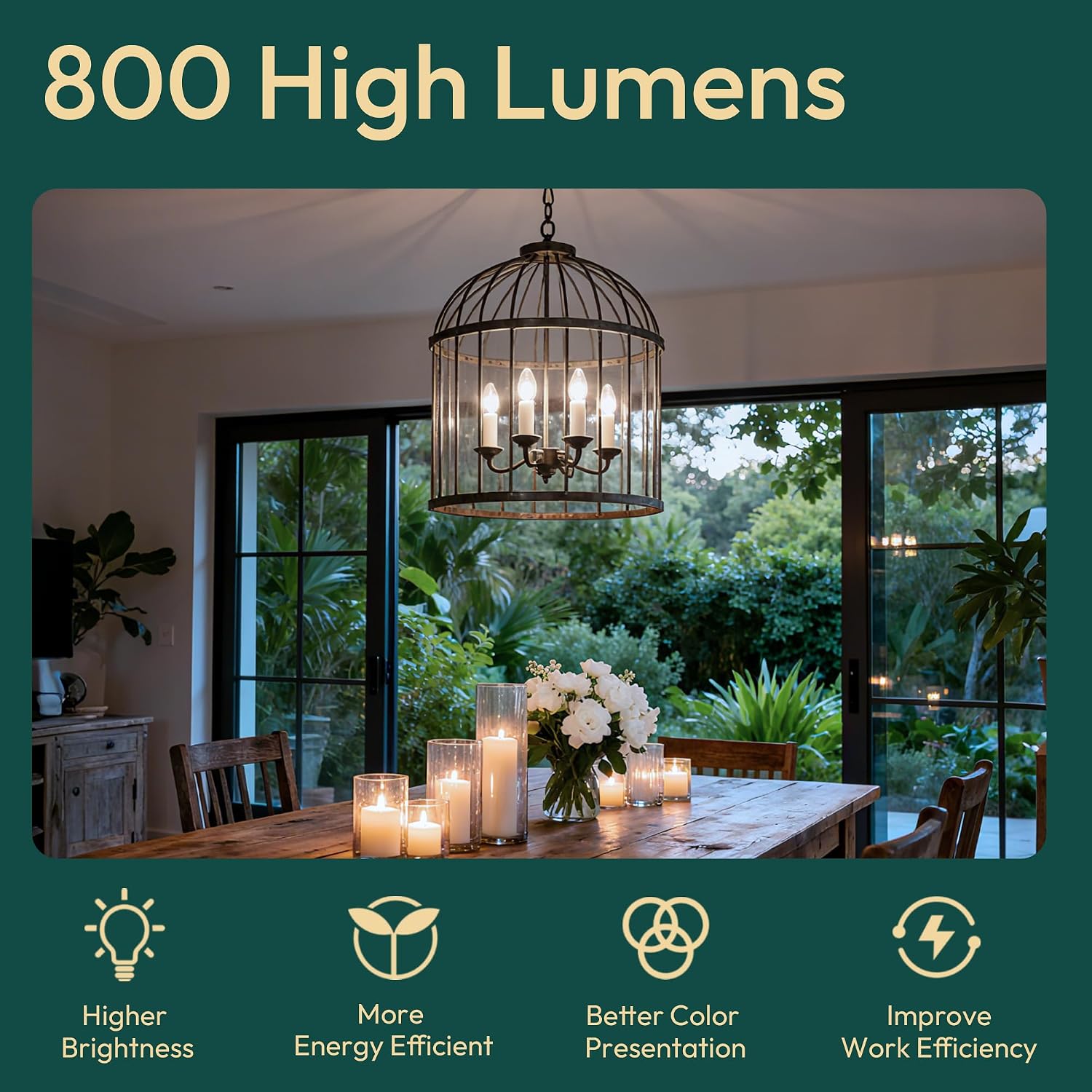 ALAMPEVER 6 Pack Chandelier Light Bulbs 100W Equivalent, 800LM E26 Edison Bulb, Dimmable LED Light Bulb, 5000K Daylight White, B11 Type, 5.5W, Ideal for Living Room, Bedroom, Dining Room