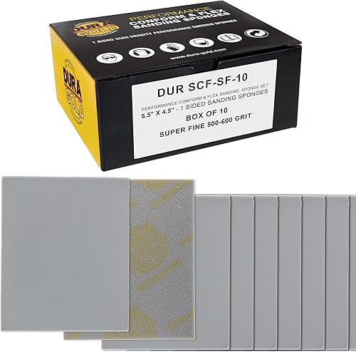 Dura-Gold Esponjas de lijado de corte superfino, caja de 10-5.5 x 4.5 pulgadas (grano 500 a 600) Performance Conform & Flex Wet o Dry Flexible