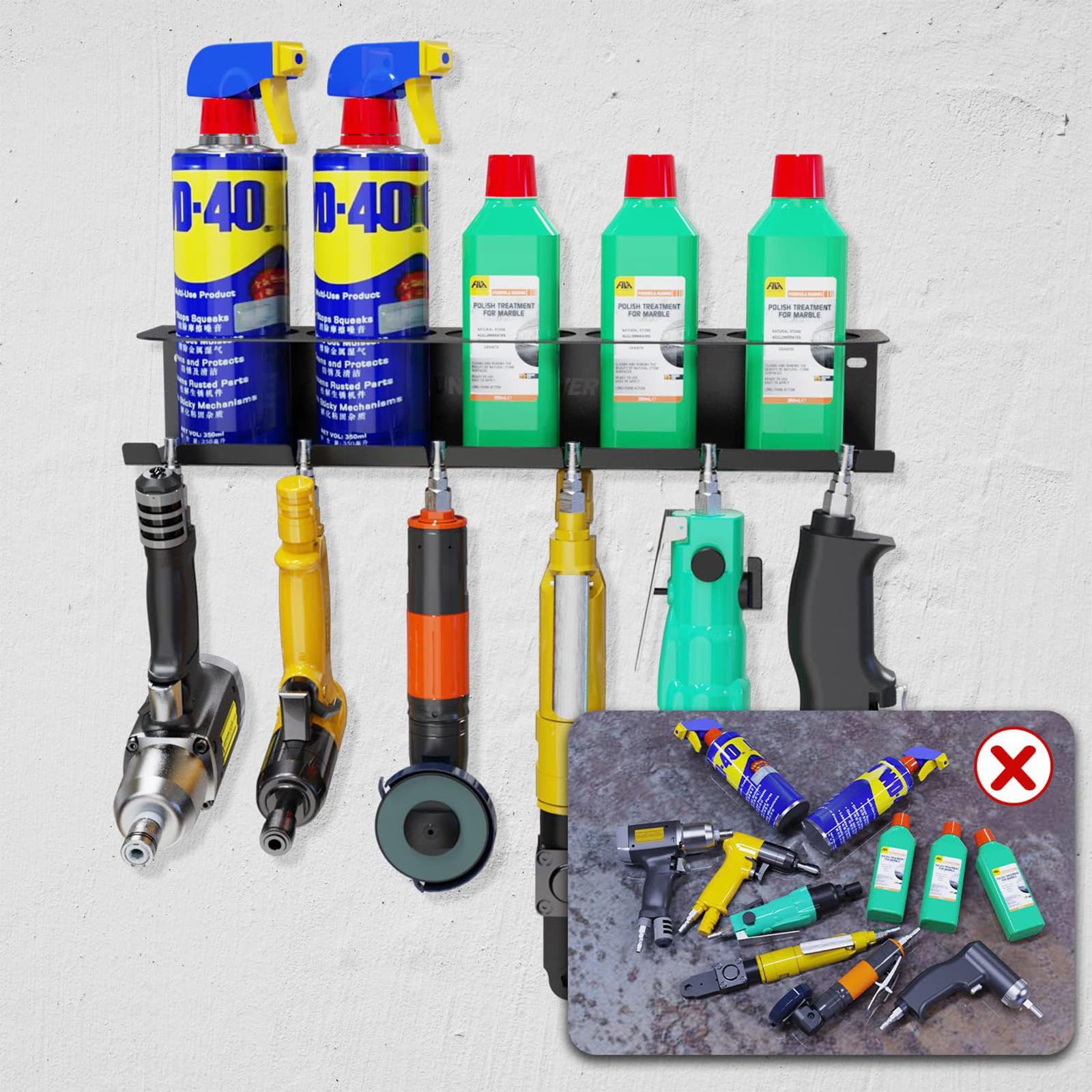 Porta Bombolette, 2 Pezzi Portabottiglie Spray Porta Bombole Rack Di Stoccaggio Taniche Di Lubrificante Organizer Per Vernice Bomboletta Spray 5 Slot Da Officina Per Garage Negozio E Casa
