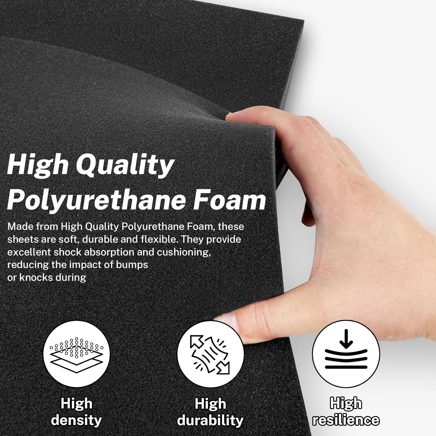 Polyurethane Foam Inserts, 4 PCS 16 x 12 x 0.5 Inch Black Cuttable Packing Foam Sheets for Tool Box, Camera, Crafts and Storage - Image 3