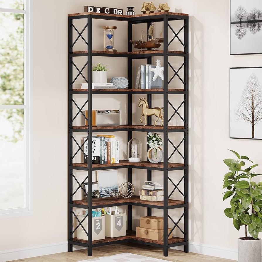 Amazon.com: Tribesigns 7-Shelf Corner Bookshelf,Large Modern