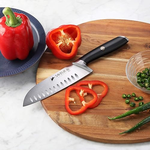 Miniatura 5 de SAVEUR SELECTS 1026214 Cuchillo Santoku forjado de acero alemán de 7"