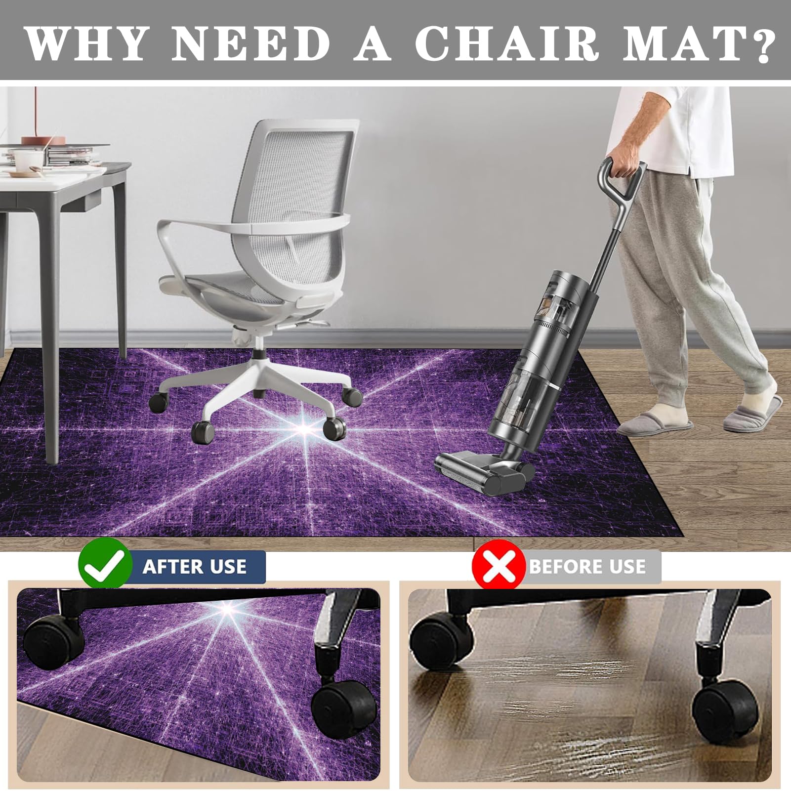 Alfombra Oficina para Silla con Ruedas 120 x 140 cm Alfombra Silla Gaming Protector Suelo Silla Ruedas Alfombra Silla Escritorio Antideslizante Alfombra Protectora Suelo Silla Alfombra Gamer